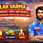 Tilak Varma batting for India during an international match