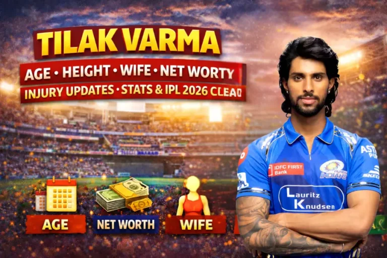 Tilak Varma batting for India during an international match