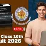 “RBSE 10th Result 2026 official portal screenshot at rajeduboard.rajasthan.gov.in”