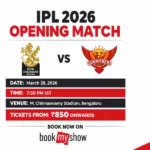 “RCB vs SRH 2026 Ticket booking screen on RCB official app”